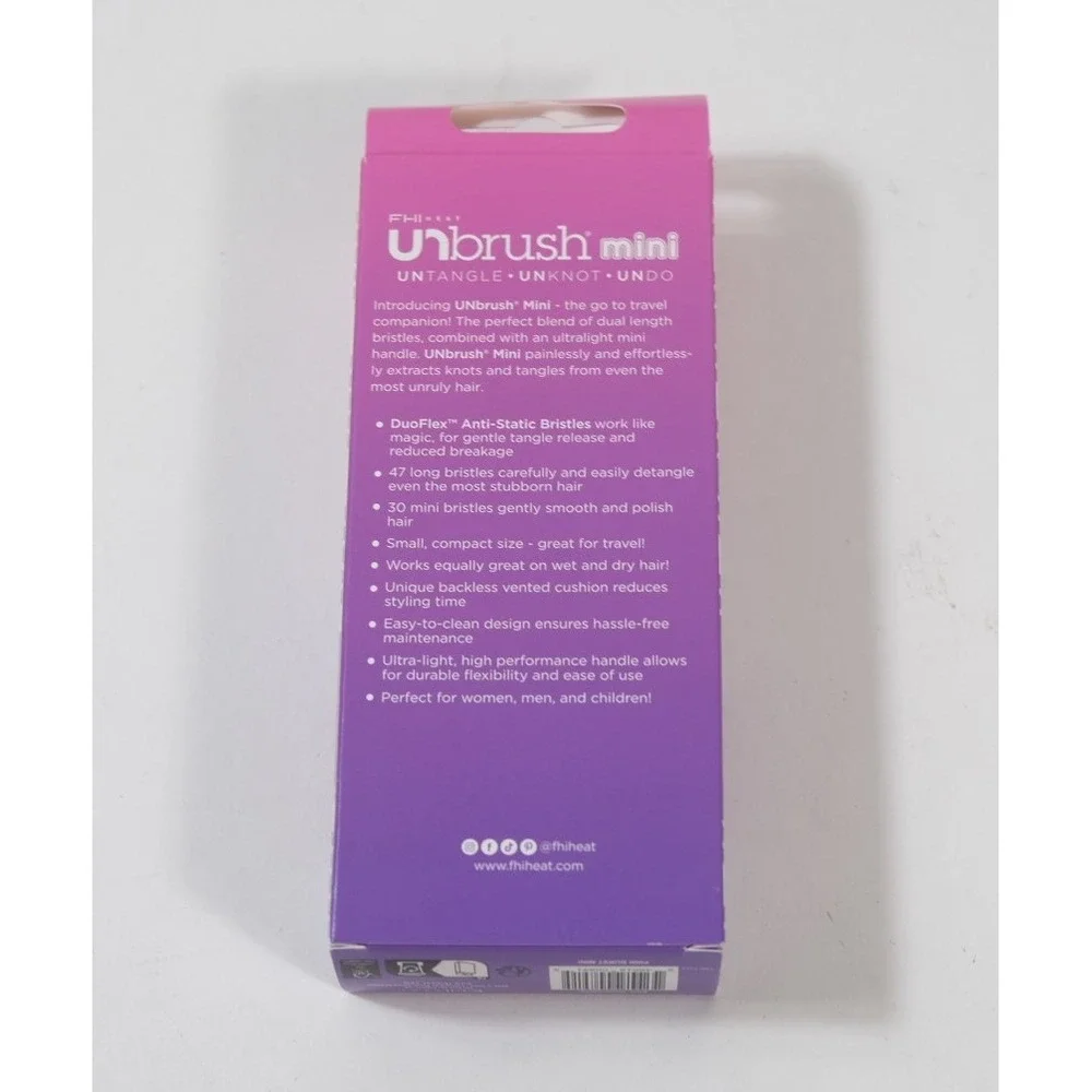 FHI Heat Hair Brush Pink Unbrush Mini Pink Burst Detangler Vented New